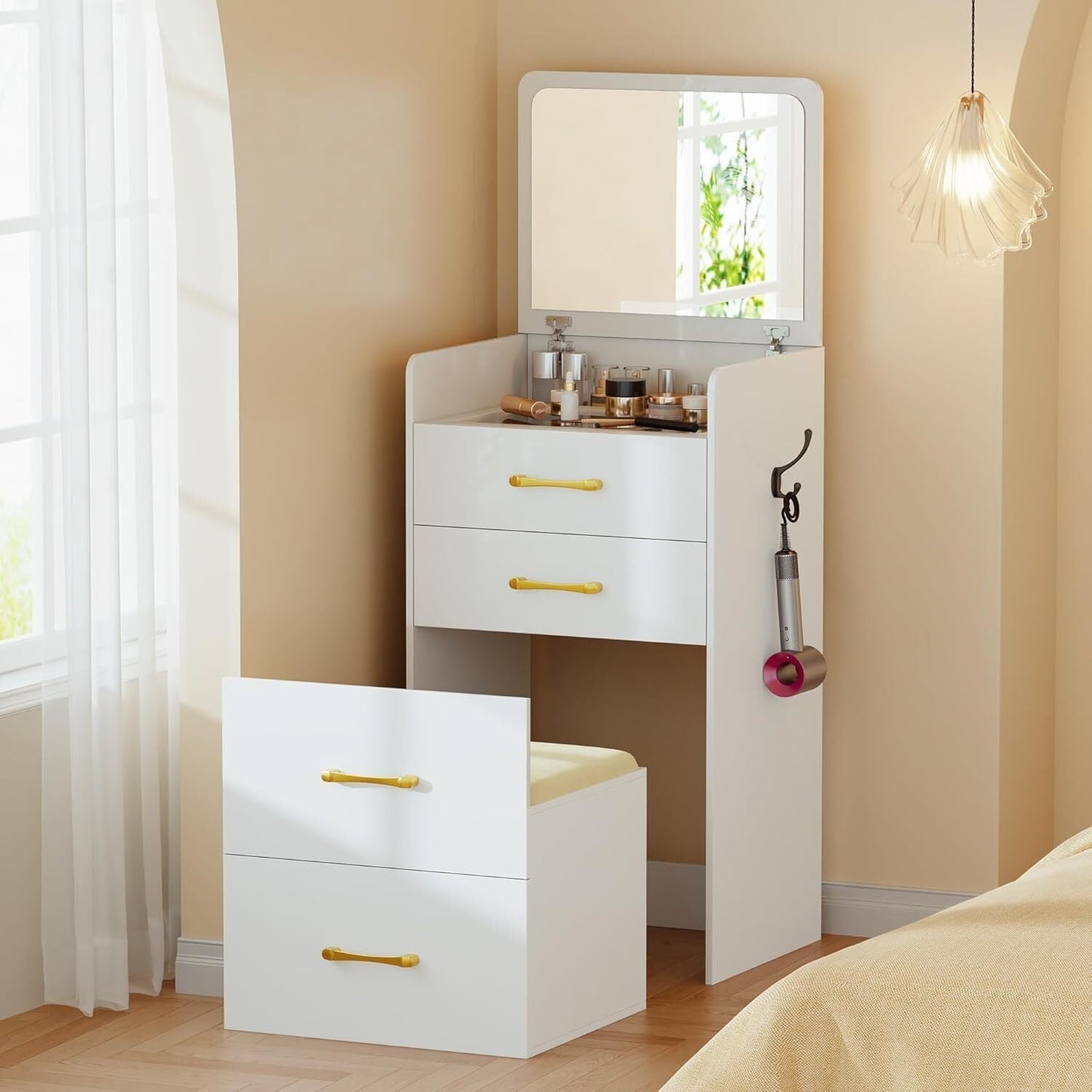 3-in-1 kaptafel met opklapbare spiegel