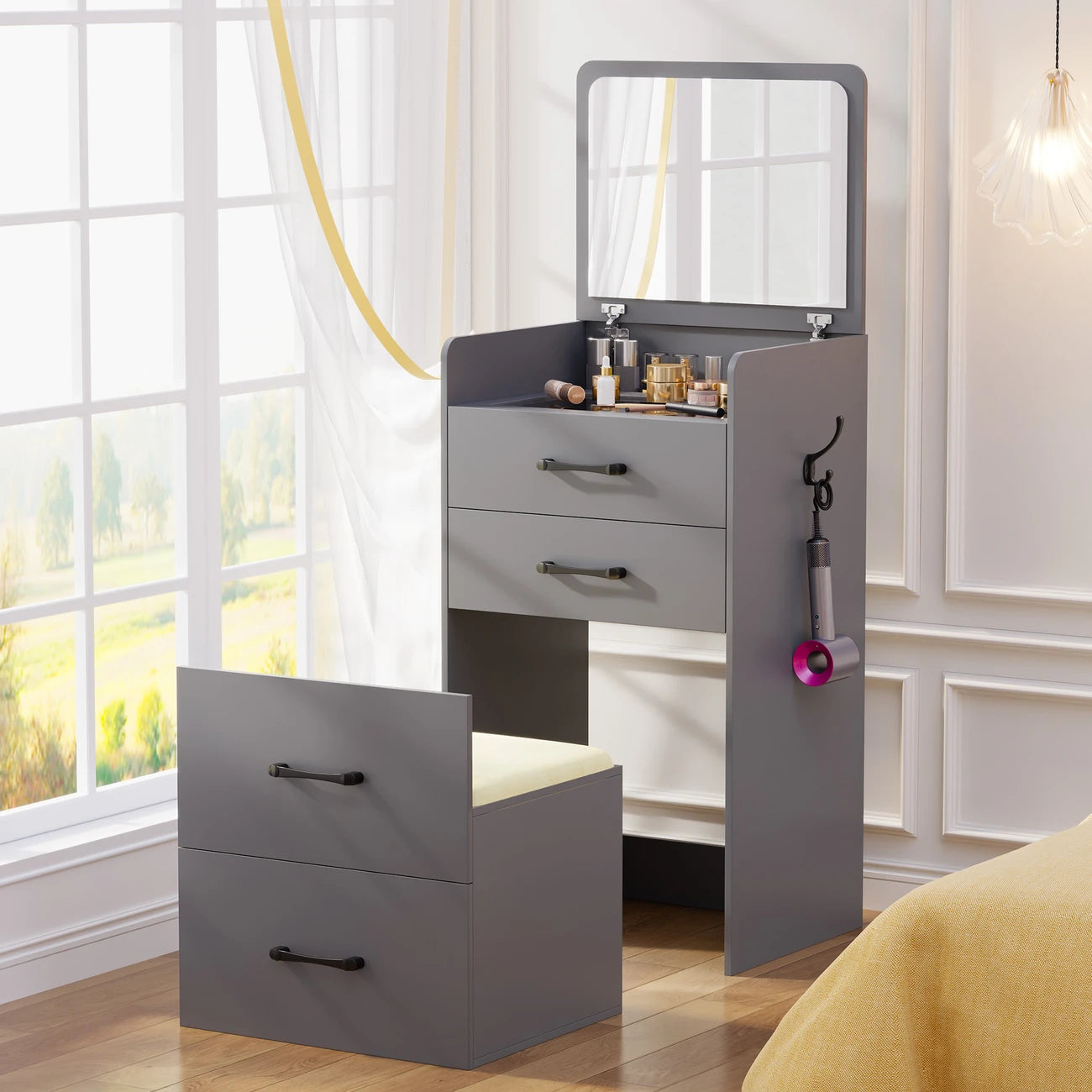 3-in-1 kaptafel met opklapbare spiegel