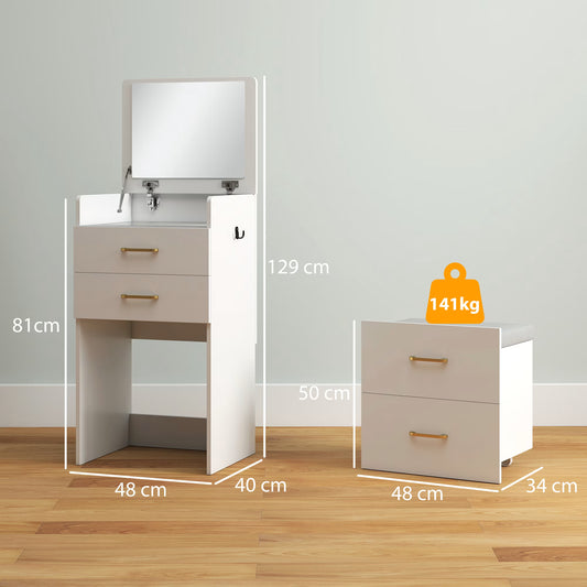 3-in-1 kaptafel met opklapbare spiegel